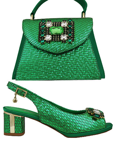 MTB518 - Green Leather Marta Fabi Shoes & Bag