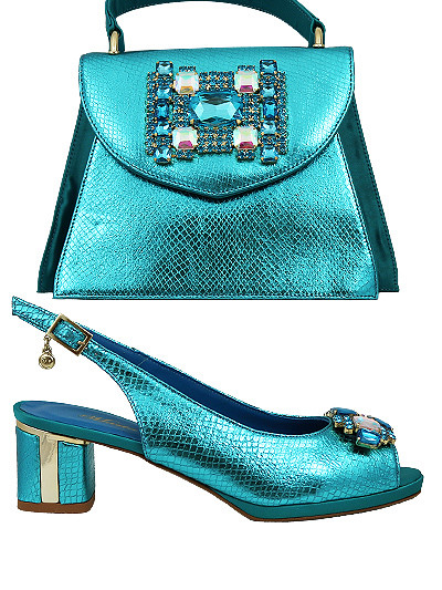 MTB521 - Teal Leather Marta Fabi Shoes & Bag