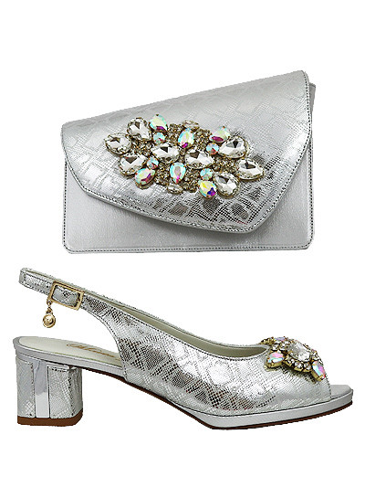 MTB525 - Silver Leather Marta Fabi Shoes & Bag