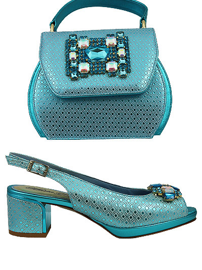 MTB527 - Turquoise Leather Marta Fabi Shoes & Bag