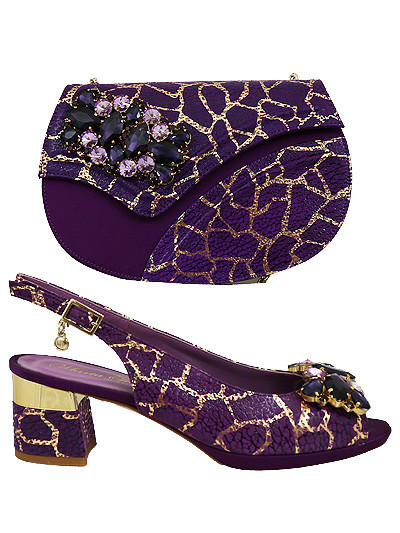 MTB530 - Purple & Gold Leather Marta Fabi Shoes & Bag