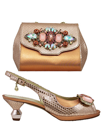 MTB531 - Peach Leather Marta Fabi Shoes & Bag