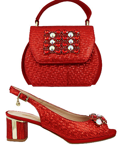 MTB532 - Red Leather Marta Fabi Shoes & Bag