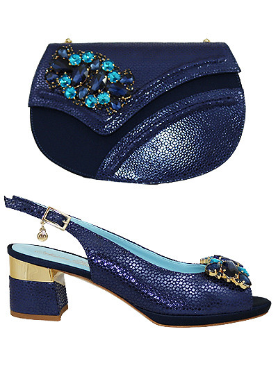 MTB533 - Navy Leather Marta Fabi Shoes & Bag