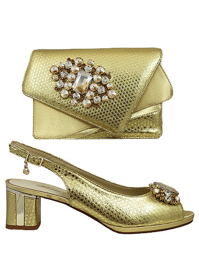 MTB534 - Gold Leather Marta Fabi Shoes & Bag