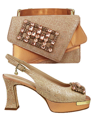 MTB536 - Peach Leather Marta Fabi Shoes & Bag