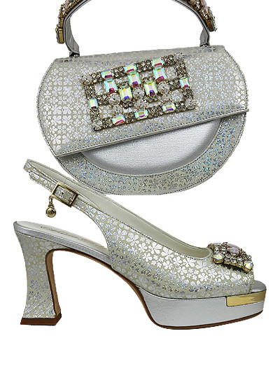 MTB538 - Silver Leather Marta Fabi Shoes & Bag