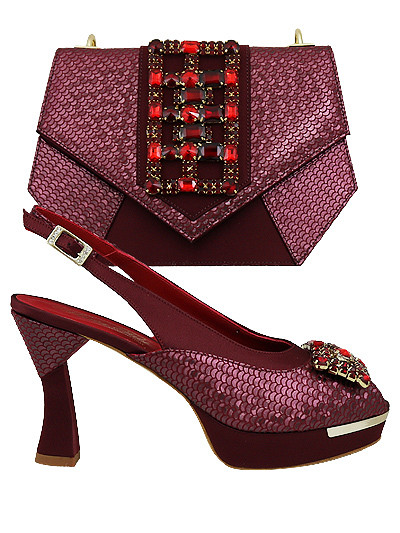 MTB542 - Wine Leather Marta Fabi Shoes & Bag