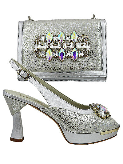 MTB544 - Silver Leather Marta Fabi Shoes & Bag