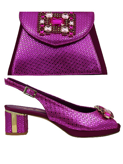 EDS1879 - Leather Fuchsia Enzo di Roma Shoe & Bag