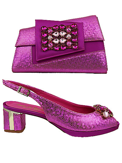 EDS1893 - Leather Fuchsia Enzo di Roma Shoe & Bag