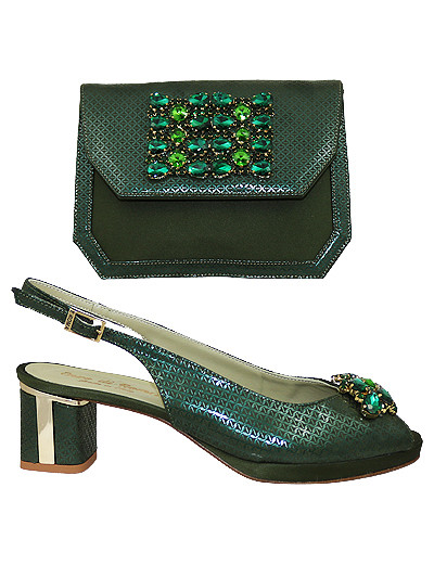 EDS1882 - Leather Forest Green Enzo di Roma Shoe & Bag