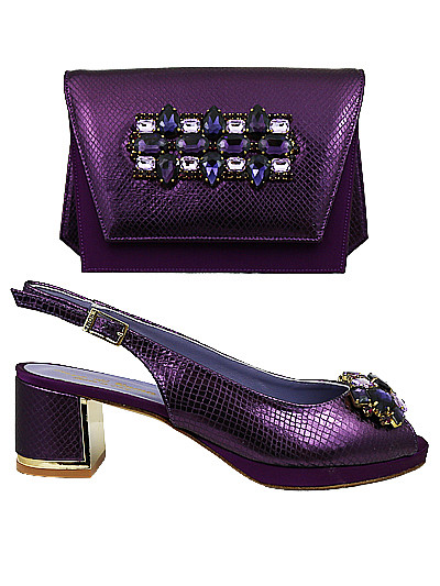 EDS1883 - Leather Purple Enzo di Roma Shoe & Bag