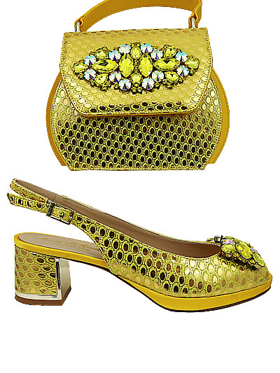 EDS1888 - Leather Yellow Enzo di Roma Shoe & Bag