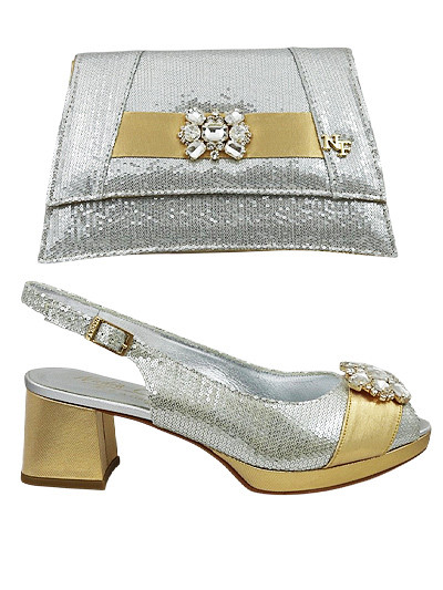 NFI616 - Silver & Gold Nadia Ferri Shoes & Bag