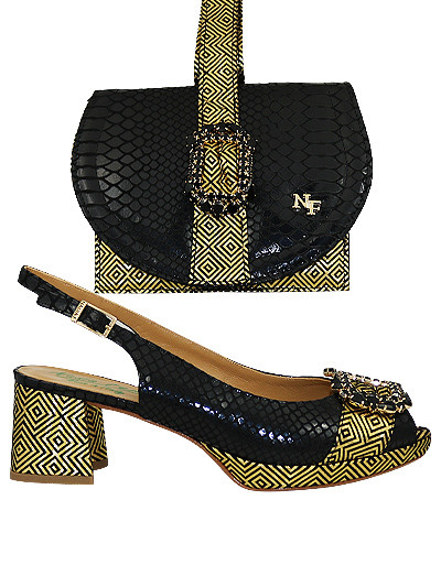 NFI607 - Black & Gold Nadia Ferri Shoes & Bag